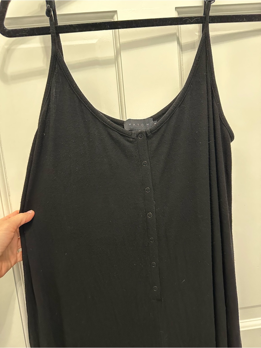 Hatch Black Ribbed Button-Front Top - Picture 3 of 6